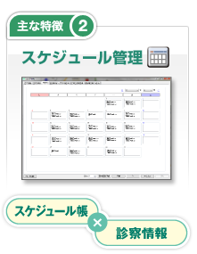 主な特徴2 スケジュール確認　スケジュール帳×診察情報